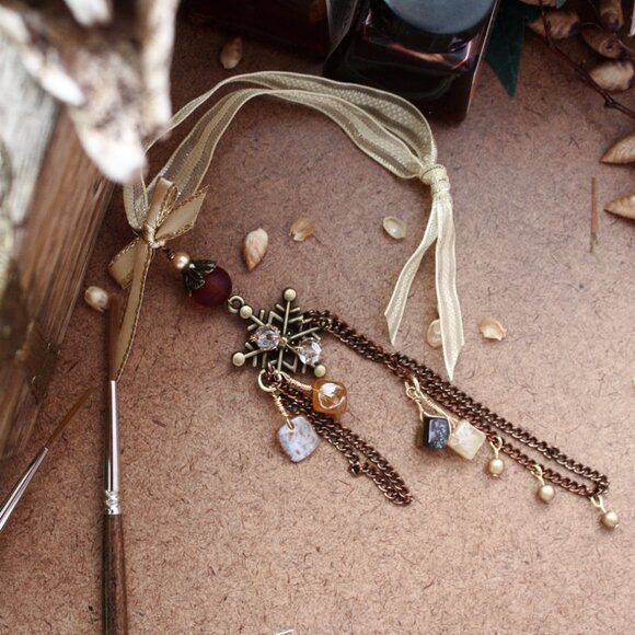 Brass Snowflake Hanging Charm - Picture 1 of 7